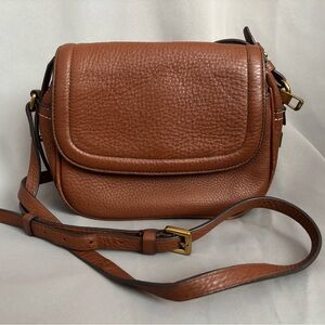 J. Crew Signet Brown Leather Crossbody Bag